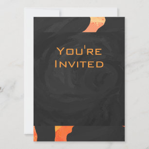 Orange och Black Zebra Monogram Inbjudningar