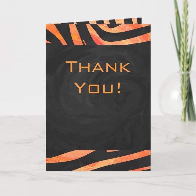 Orange och Black Zebra Monogram Kort (Framsida)