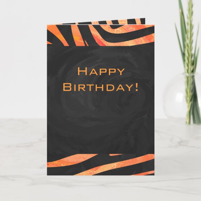 Orange och Black Zebra Monogram Kort (Framsida)