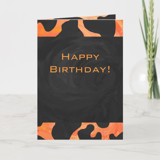 Orange och Black Zebra Monogram Kort (Framsida)