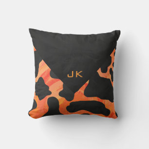 Orange och Black Zebra Monogram Kudde