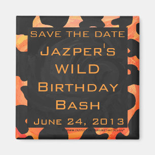 Orange och Black Zebra Monogram Magnet