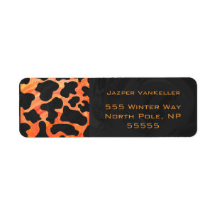 Orange och Black Zebra Monogram Returadress Etikett