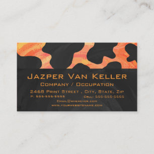 Orange och Black Zebra Monogram Visitkort