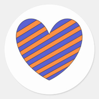 Orange och blåhjärta runt klistermärke
