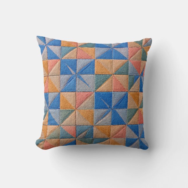 orange och blåt quilt kudde (Framsida)