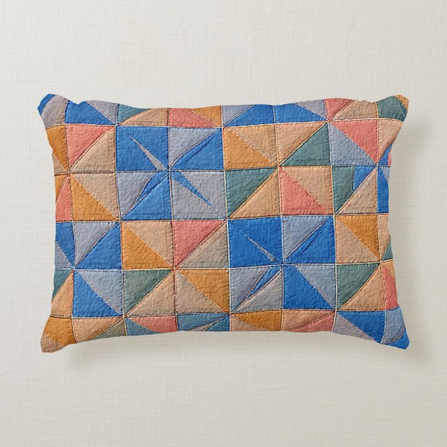 orange och blåt quilt prydnadskudde (Framsidan)
