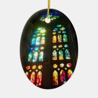 Orange och blått befläckte GlassOval Julgransprydnad Keramik