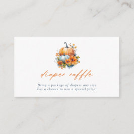 Orange och blått Blommigt Pumpkin Raffle Tilläggskort