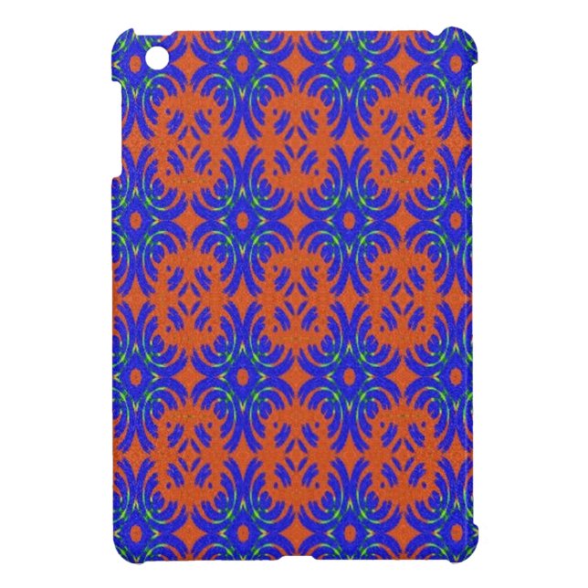 Orange- och blåttmönster iPad mini  skal (Baksidan)