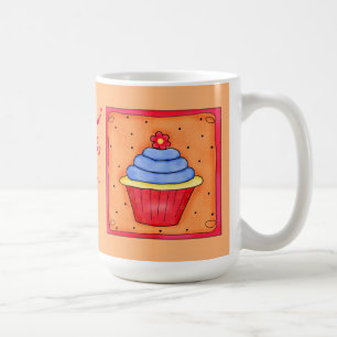 Orange- och blåttmuffinmugg kaffemugg