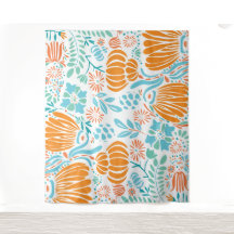 Orange och Blue Boho-Blommigt