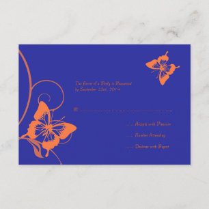 Orange- och Blue Butterfly Bröllop OSA Card Kort