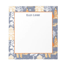 Orange och Blue Chinoiserie Pagodas Anteckningsblock
