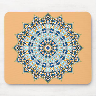 Orange och Blue Mandala Mousepad Musmatta