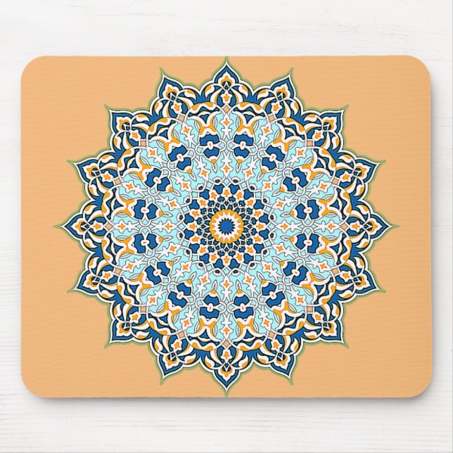 Orange och Blue Mandala Mousepad Musmatta (Framsidan)