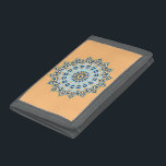 Orange och Blue Mandala Photo Wallet<br><div class="desc">Söt blue mandala på en orange bakgrundsfotoplånbok.</div>