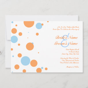 Orange- och Blue Polka Dot Wedding bjudande Inbjudningar