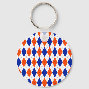 Orange och Blue Preppy Diamond Argyle Mönster Nyckelring