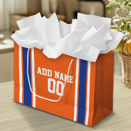 Orange och Blue Sports Jersey Birthday och Namn