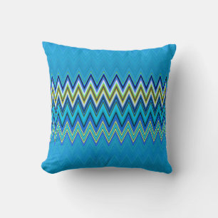Orange och Blue Zigzag Mönster - 2 sidor 2 Färg Kudde