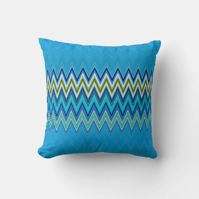 Orange och Blue Zigzag Mönster - 2 sidor 2 Färg Kudde (Framsida)