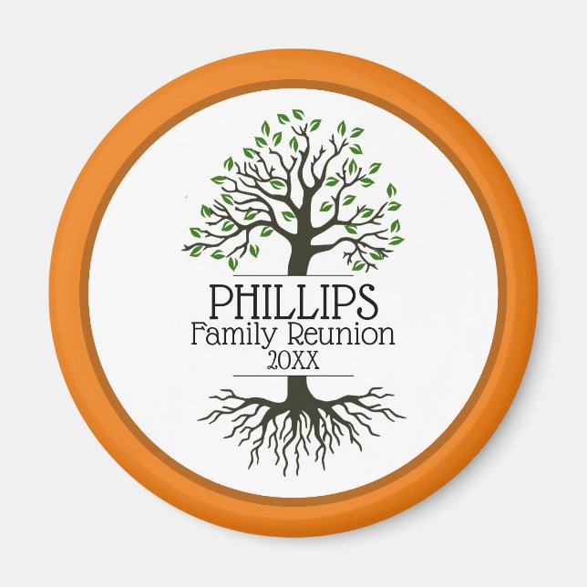 Orange och Brown Family Reunion Magnet (Framsidan)