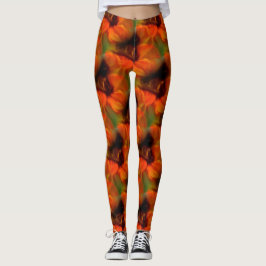 Orange och brun Abstrakt Art Mönster Leggings