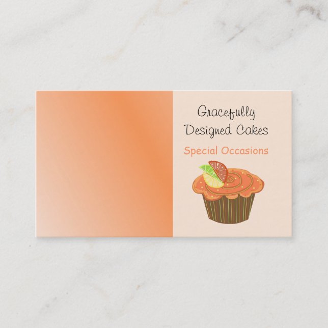Orange och Brun Frukt Cupcake Visitkort (Framsida)