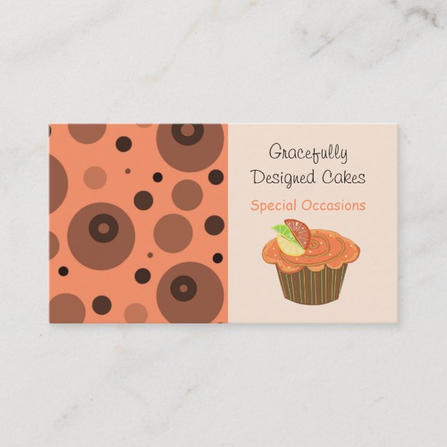 Orange och Brun Frukt Cupcake Visitkort (Framsida)