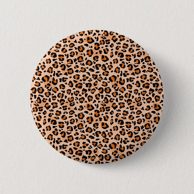 Orange och Brun Leopardyck Knapp (Framsida)