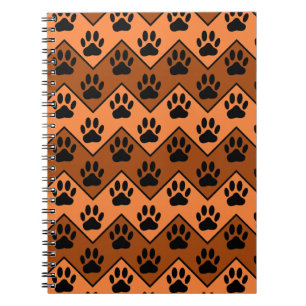Orange och brun skorv med Hund Mönster Anteckningsbok