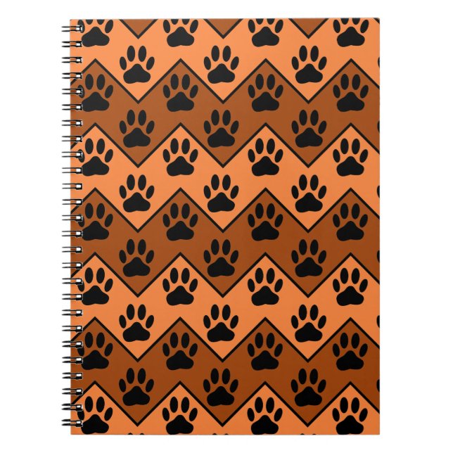 Orange och brun skorv med Hund Mönster Anteckningsbok (Framsidan)