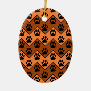 Orange och brun skorv med Hund Mönster Julgransprydnad Keramik