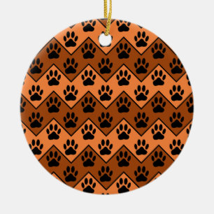 Orange och brun skorv med Hund Mönster Julgransprydnad Keramik