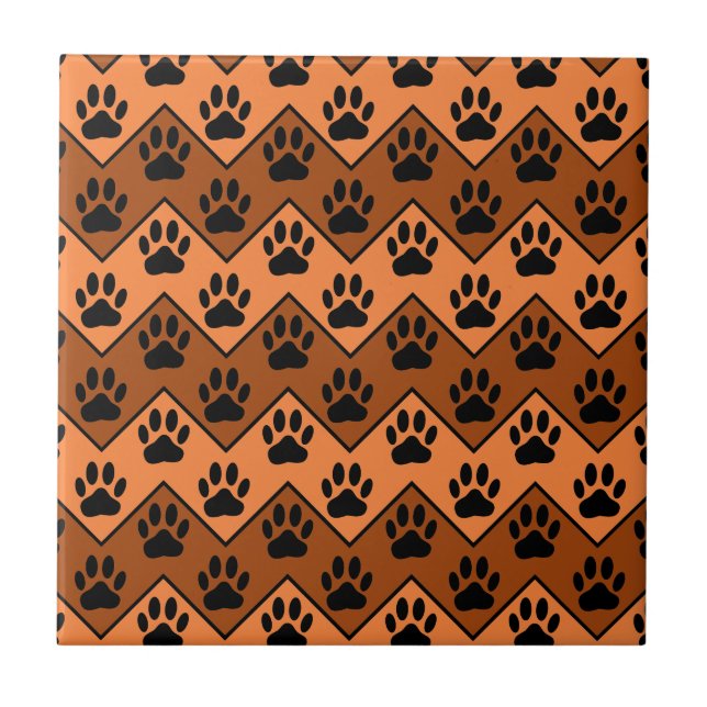 Orange och brun skorv med Hund Mönster Kakelplatta (Framsidan)