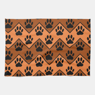 Orange och brun skorv med Hund Mönster Kökshandduk