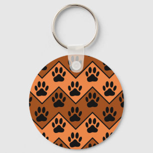 Orange och brun skorv med Hund Mönster Nyckelring