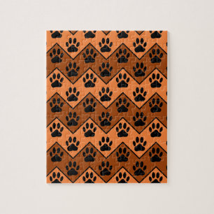 Orange och brun skorv med Hund Mönster Pussel