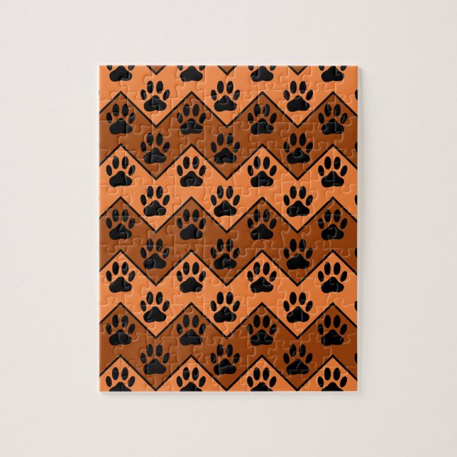 Orange och brun skorv med Hund Mönster Pussel (Vertikal)