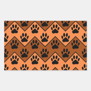 Orange och brun skorv med Hund Mönster Rektangulärt Klistermärke