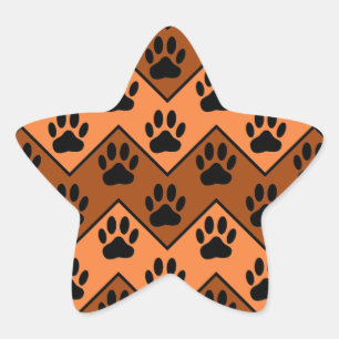 Orange och brun skorv med Hund Mönster Stjärnformat Klistermärke