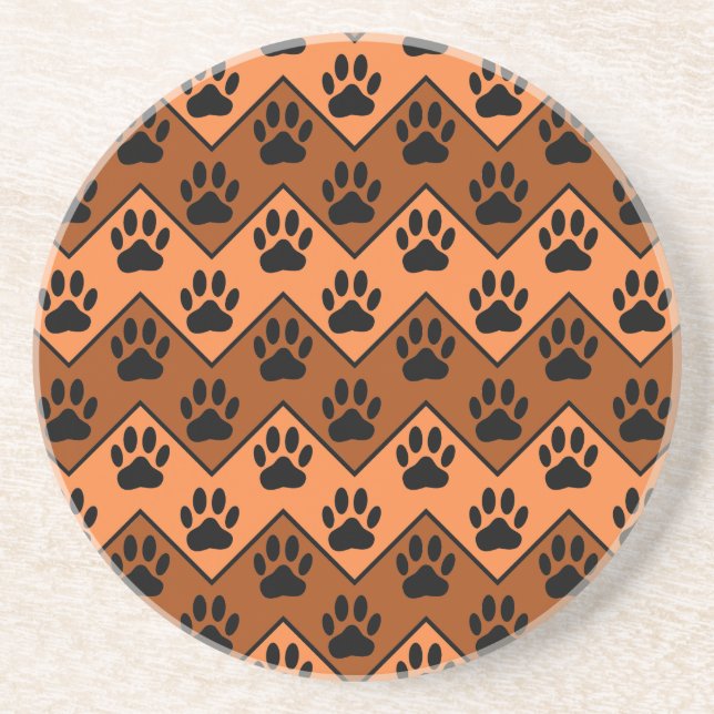 Orange och brun skorv med Hund Mönster Underlägg Sandsten (Framsidan)