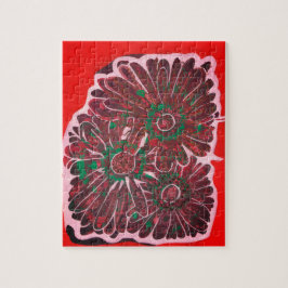 Orange- och bruna batikblommor pussel