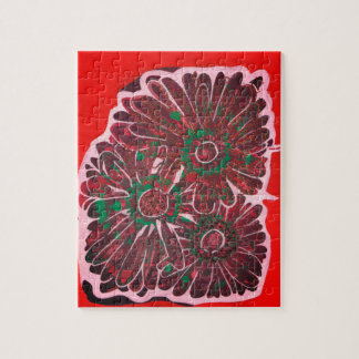 Orange- och bruna batikblommor pussel