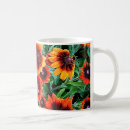 Orange och bruna blommor kaffemugg