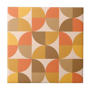 Orange och Bruna Halvcirklar från Mid Century Kakelplatta