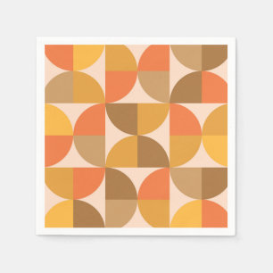 Orange och Bruna Halvcirklar från Mid Century Pappersservett