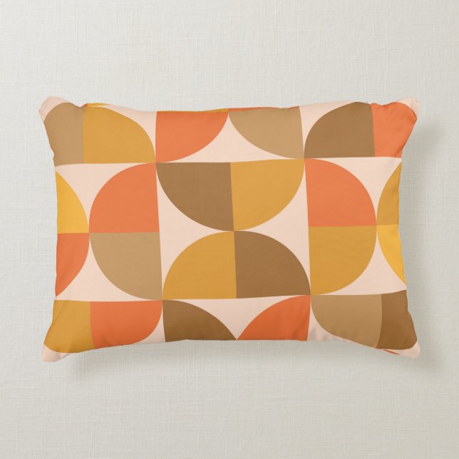 Orange och Bruna Halvcirklar från Mid Century Prydnadskudde (Framsidan)