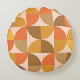 Orange och Bruna Halvcirklar från Mid Century Rund Kudde